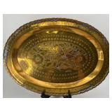 Vintage Etched Brass Serving Tray