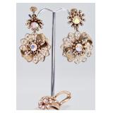 VTG Screw On Earrings & Heart Brooch/Pin