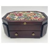Vtg Octagonal Wooden Jewelry Box