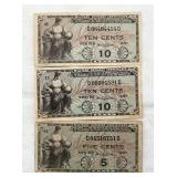 3 Vintage Military Payment Certificates