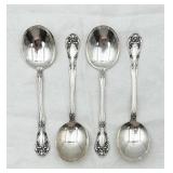 4 Alvin Sterling Silver Round Bowl Soup Spoons