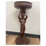 Hand-carved Wooden Figural Pedestal