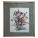 Framed Floral Print Signed Joyce Jones 28.25x32