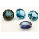 3 Blue Topaz & 1 Lapis Gemstones