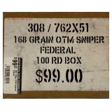 Federal .308 168 Gr OTM Sniper 100 Rd Box
