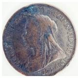 1897 Great Britain Queen Victoria 1/2 Penny Coin