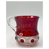 1900 Antique Ruby Fllash Souvenir Glass Mug