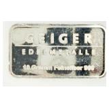 Geiger Edelmetalle 10 Gramm .999 Fine Silver Bar