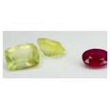 3 Gemstones: Prehnite & Ruby