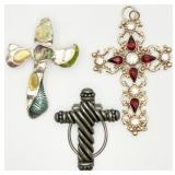2 Cross Pendants & 1 Cross Scarf Clip