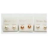 3 Pairs of Freshwater Pearl Studs