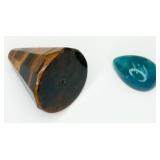 Large Tiger Eye Bead & Blue Cabochon