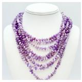 7-Strand Polished Lavender Amethyst Chip Necklace