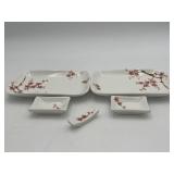 Ceramic Cherry Blossom/Plum Tree Sushi Service Set