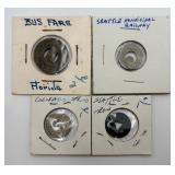 4 Vtg. Railway & Bus Fare Tokens