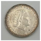 1959 Netherlands Gulden 72% Silver Coin
