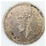 1944 British India Half Rupee Silver Coin