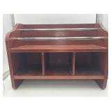Compact Multi-tier Wood and Chrome Display Shelf
