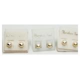 3 Pairs of Freshwater Pearl Studs
