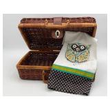 VTG Picnic Suitcase & Trisha Maggard Owl Tea Towel