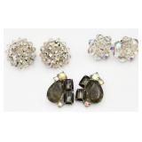2 VTG Clip Ons & 1 Pierced Earrings