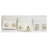3 Pairs of Freshwater Pearl Studs