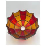 Vtg Geometric Domed Stained Glass Hanging Lamp
