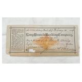 1882 $50 Bank Check Draft, Long Branch Banking Co.