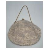 Vtg Stylecraft Cream Satin Beaded Prom Clutch