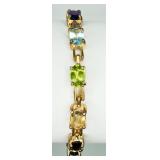 925 Multi-color Gemstones Bracelet