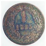 1885 Austrian Empire 1 Kreuzer Coin