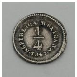 VERY RARE 1842 Republica Mexicana 1/4 Real