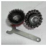 2 Cup Brushes & Small Metal Wrench Tool