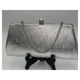 Vintage Silver Metallic Evening Clutch
