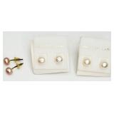 3 Pairs of Freshwater Pearl Studs