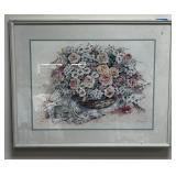 H. Larson Framed Floral Basket Print 29.25x23.25