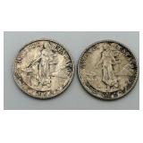 2- 1945 U.S.A. Filipinas 20 Centavos Silver Coins