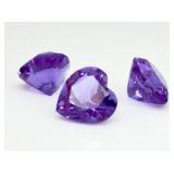 3 Amethyst Heart Gemstones