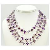 Double Knotted Lavender Amethyst & Quartz Necklace