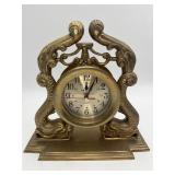 Vintage Brass Nautical Mantel Clock Dolphin Fish