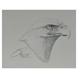 Vtg Print Signed Pen & Ink Drawing Bald Eagle