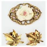 3 VTG Gold-tone Brooch/pins