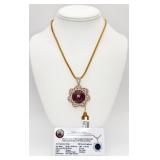 925 Ruby & White Sapphire Pendant on Chain