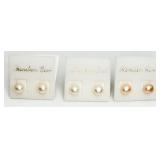 3 Pairs of Freshwater Pearl Studs