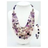 925 Amethyst & Fluorite Necklace & Bracelet
