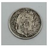 1846 French 25 Cent 90% Silver Coin