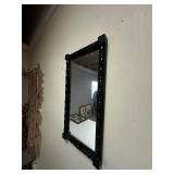Black Turned Wood Wall Mirror 14.5x28.25