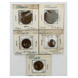 5 Vintage Coins from Mexico