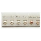 3 Pairs Freshwater Pearl Studs