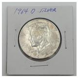 1964- D Kennedy Silver Half Dollar
